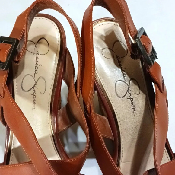 Jessica Simpson Brown Strappy Wedge Sandals Women'svsize 8.5 - Picture 7 of 12